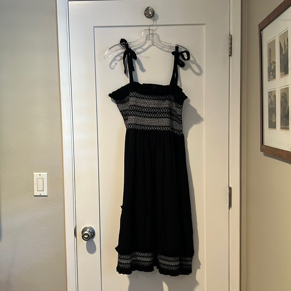 Elise Tahari. NWT. Black. Sundress. White socking with ruffles.